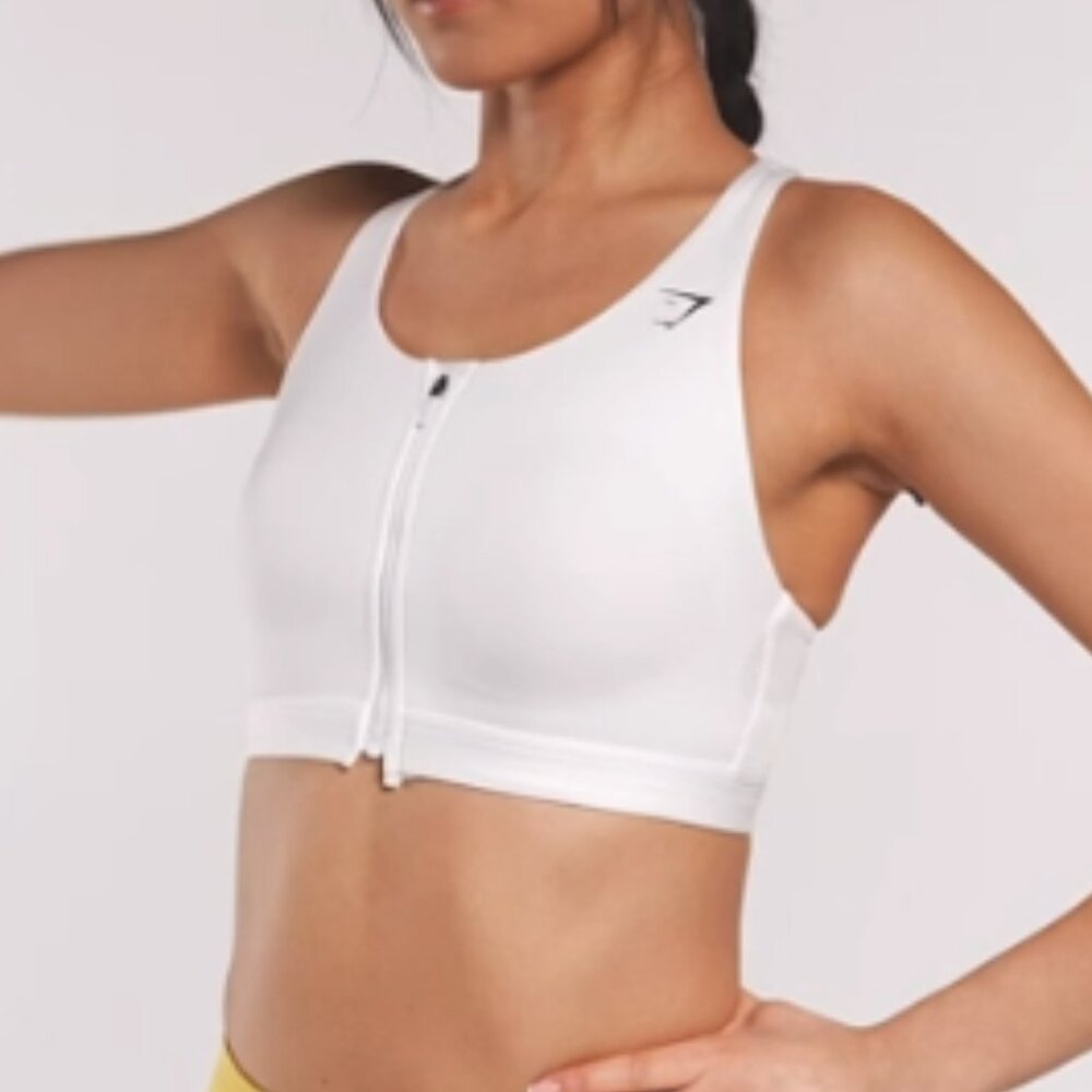 Gymshark Zip-Up White Sports Bra